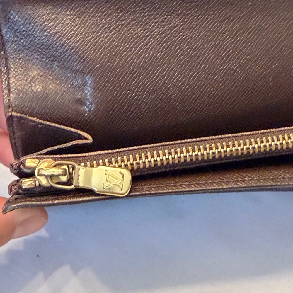 Louis Vuitton Damier‎ Ebene Sarah Long Wallet Snap Button Zip Coin - Picture 5 of 9